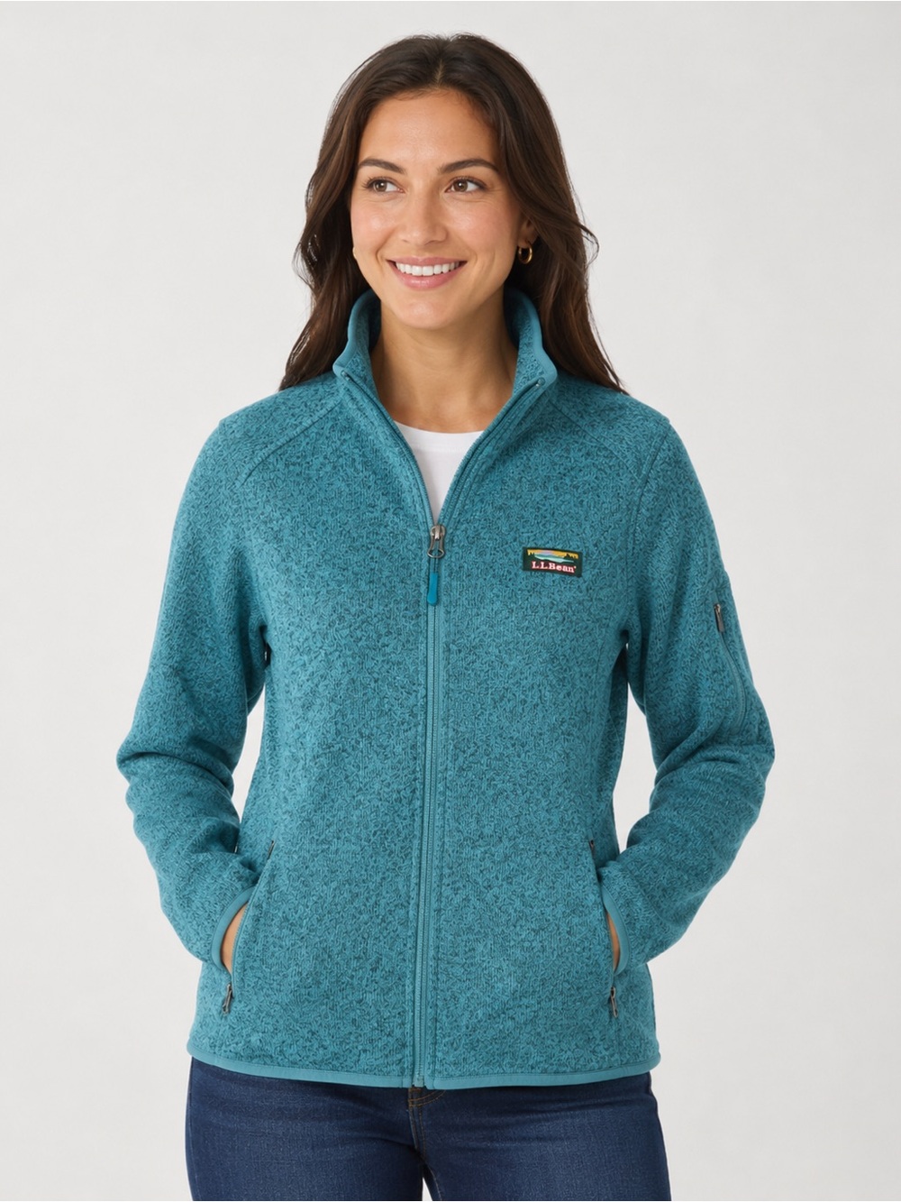 L.L.Bean Teal Full Zip Fleece Sweater Jacket Medium Regular